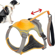(Orange, L) 2 In 1 No Pull Dog Harness Retractable Dog Leash, Reflective Service Dog Harness, Adjustable Dog Vest With Control Handle