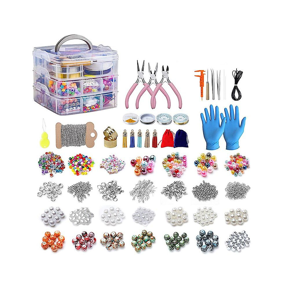 2456 Pieces Of Jewelry Making Kit, Jewelry Making Tool Kit With Jewelry Beads, Jewelry Pliers, Bead