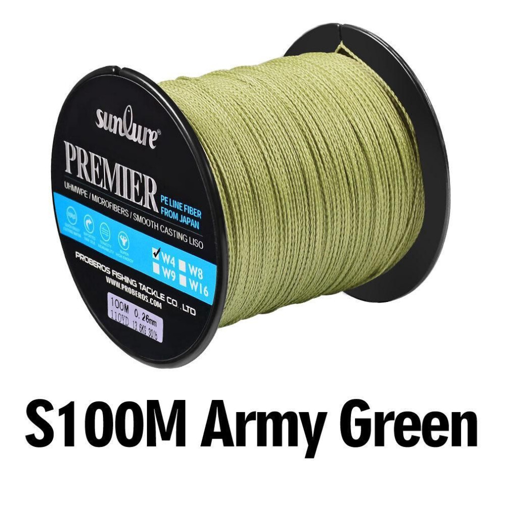 (army green, 3.0/35LB) 4 Braided 100m Dali Horse Fish Line Colorful Pe Line 0.4# Rock Fishing Sea Fishing Line Braided Line