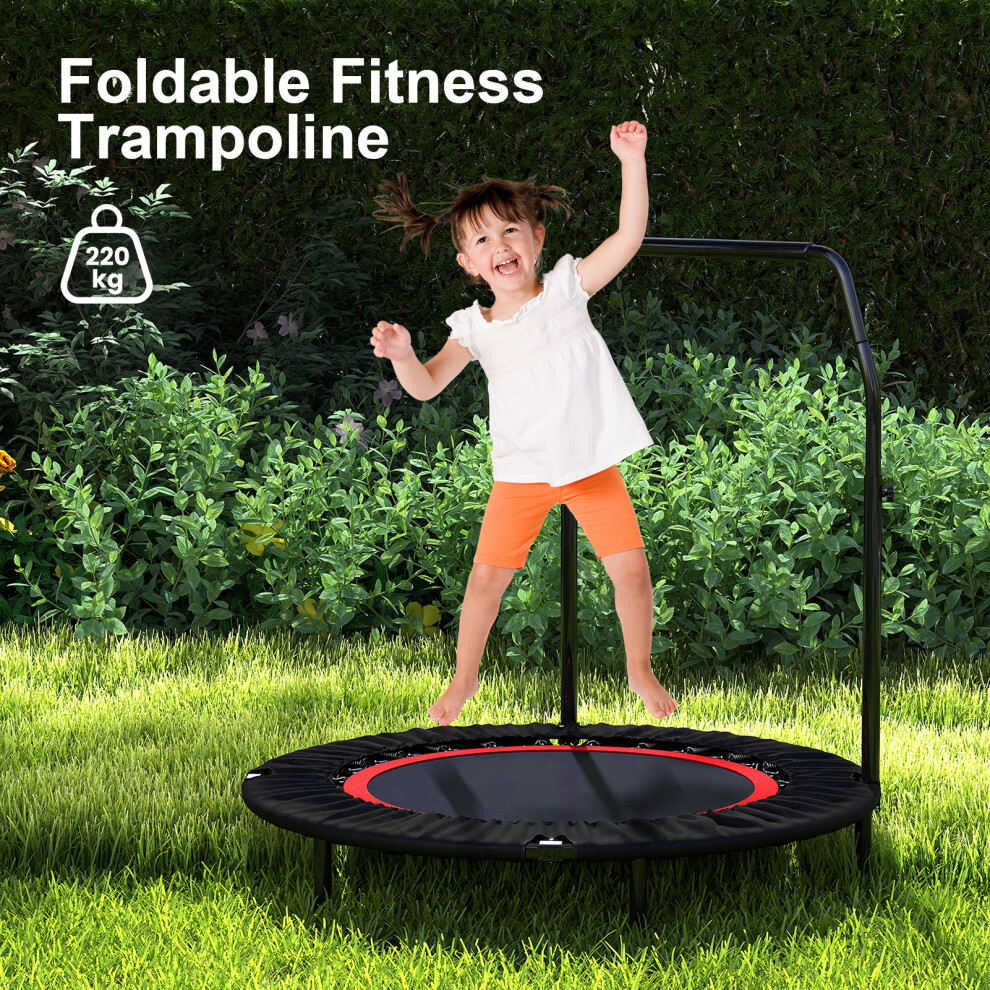 (Black&Red) Foldable Fitness Trampoline Rebounder Exercise