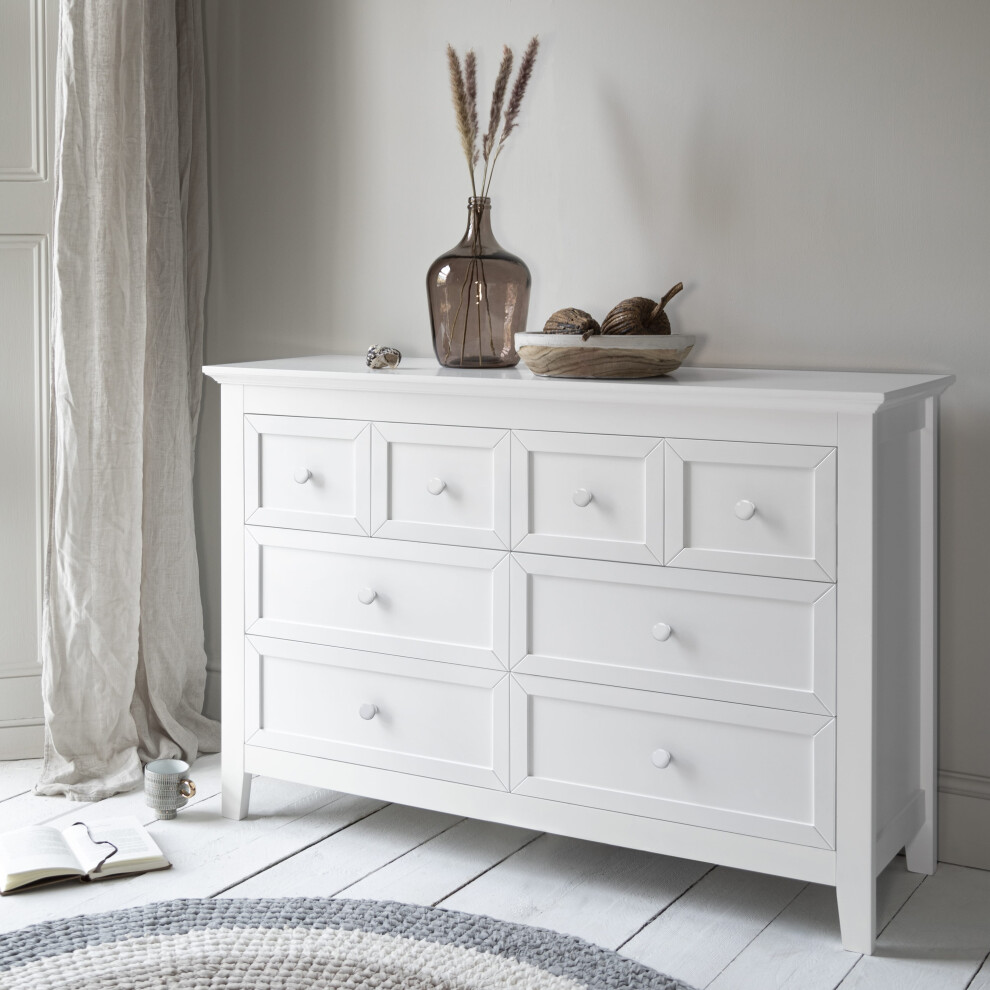 (Torsby Chest of Drawers 8 Drawer in Classic White) Torsby Chest of Drawers in Classic White