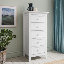 (5 Drawer Tall Chest of Drawers) Torsby Chest of Drawers in Classic White