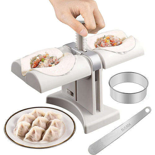 Dumpling Maker Machine Household Double Head Automatic Dumplings Maker, Quick Dumpling Ravioli Press Maker Tools With 1 Dumpling Skin Wrapper Mold Stu