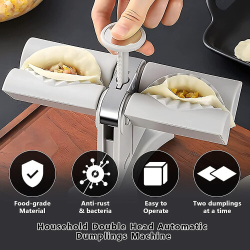 Dumpling Maker Machine Household Double Head Automatic Dumplings Maker, Quick Dumpling Ravioli Press Maker Tools With 1 Dumpling Skin Wrapper Mold Stu 2