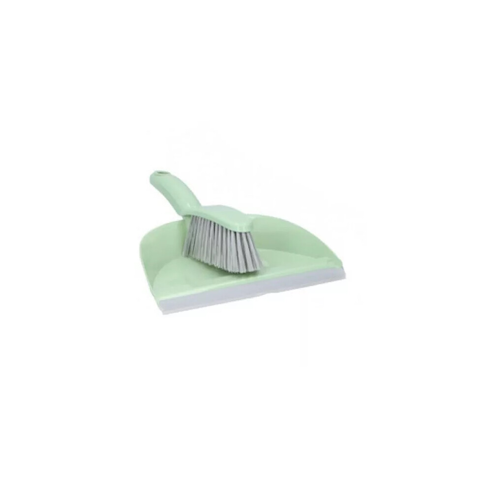 (Pastel Green) Dustpan And Brush Set Home Cleaning Sweeper Supplies Rubber Scoop Light Weight