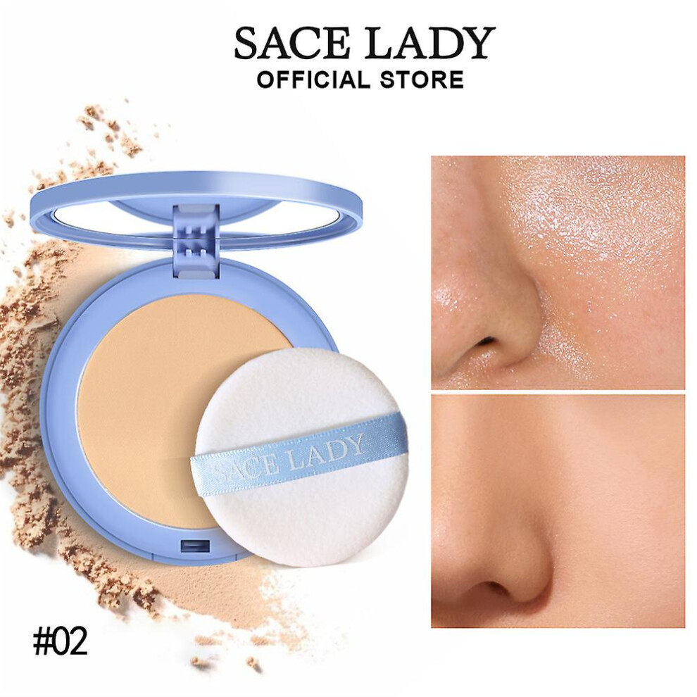 (02 natural color) Sace Lady Face Setting Powder Full Coverage Cushion Pressed Powder Long Lasting