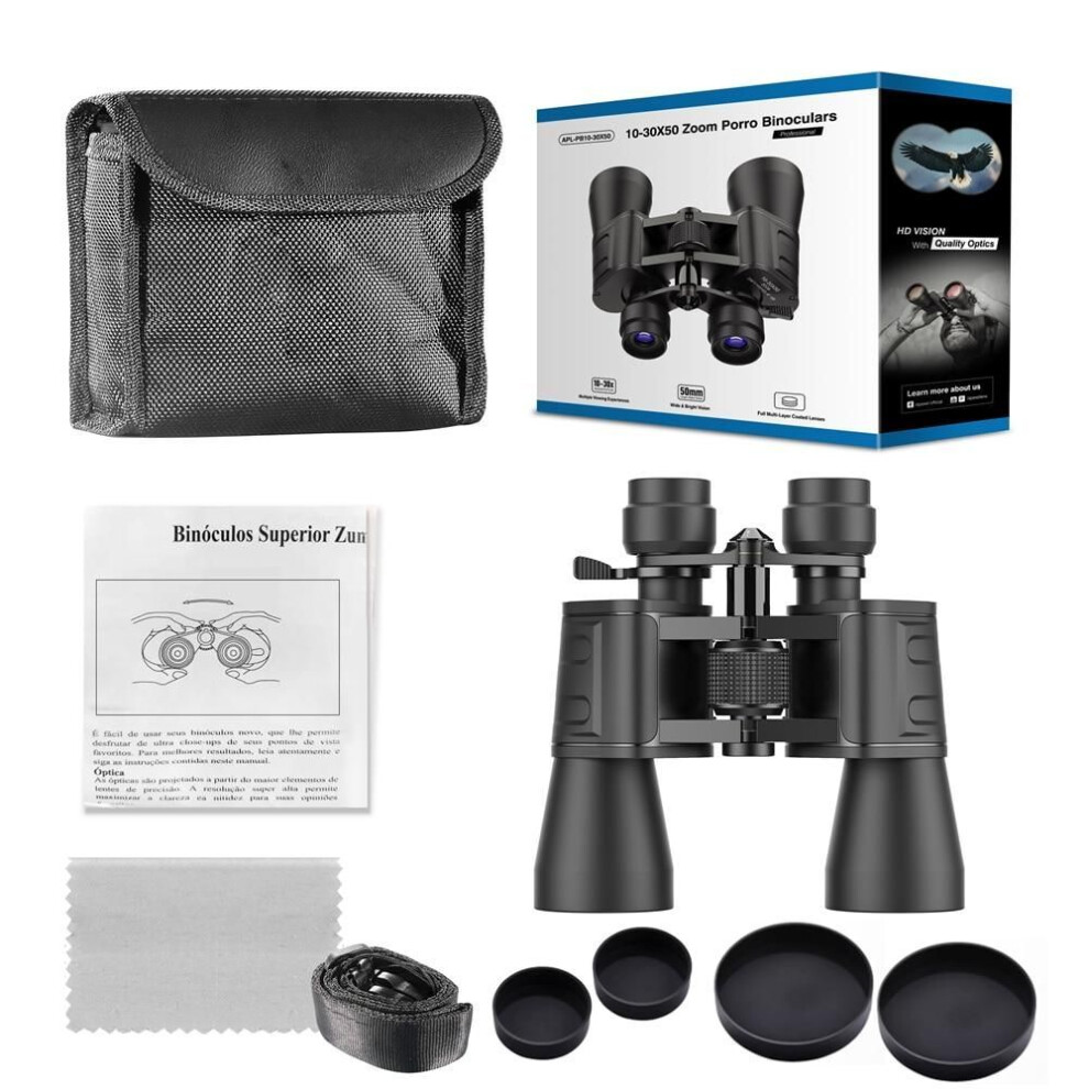 (as the picture) Apexel 10-30x50 Binoculars Long Range High Magnification Compact Hd Spyglass Powerful Binoculars For Hunting Camping Equipment