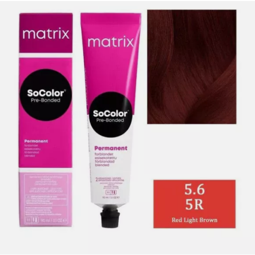 Matrix Socolor Pre-Bonded Permanent Color (5R Red Light Brown) 90ml