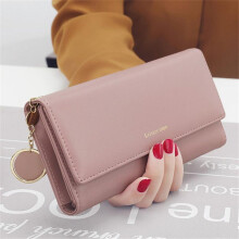 (pink, 19.2*9.2*3cm) New Fashion Women Wallets Long Style Multi-functional Purse Fresh PU leather Female Clutch Card Holder