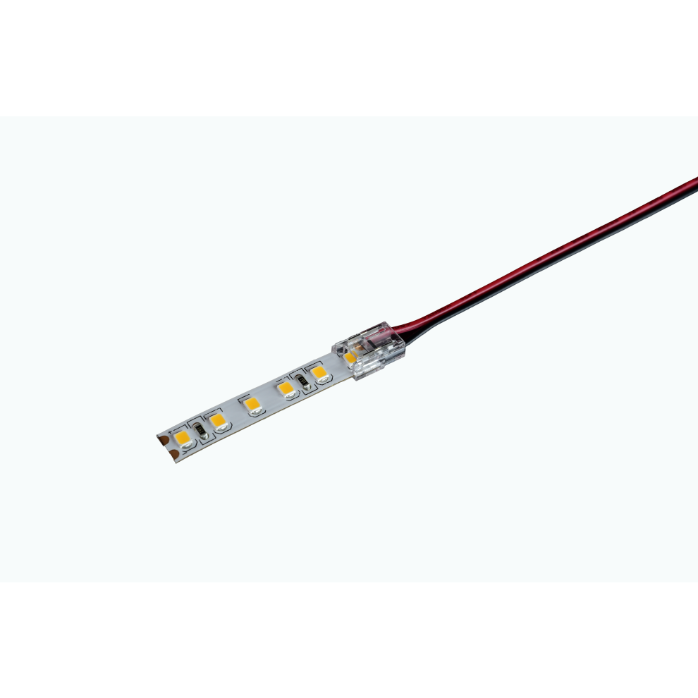 Quik Strip IP20 Strip to Wire Clip Connections with 8mm PCB - Clip Connector for COB and SMD LED strips with 15cm Wires