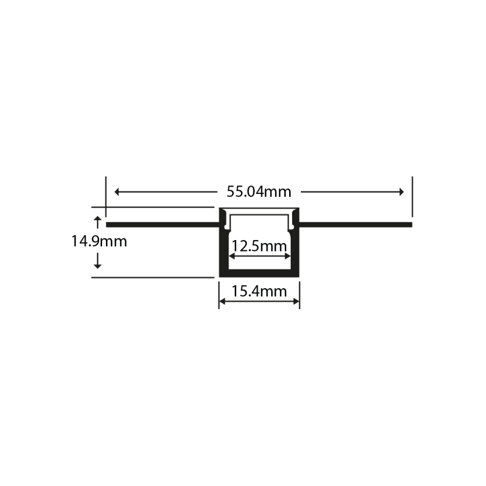 Flexible Plaster In Aluminium Profile with Silicone Opal Diffuser - 2m - Int width -12.5mm