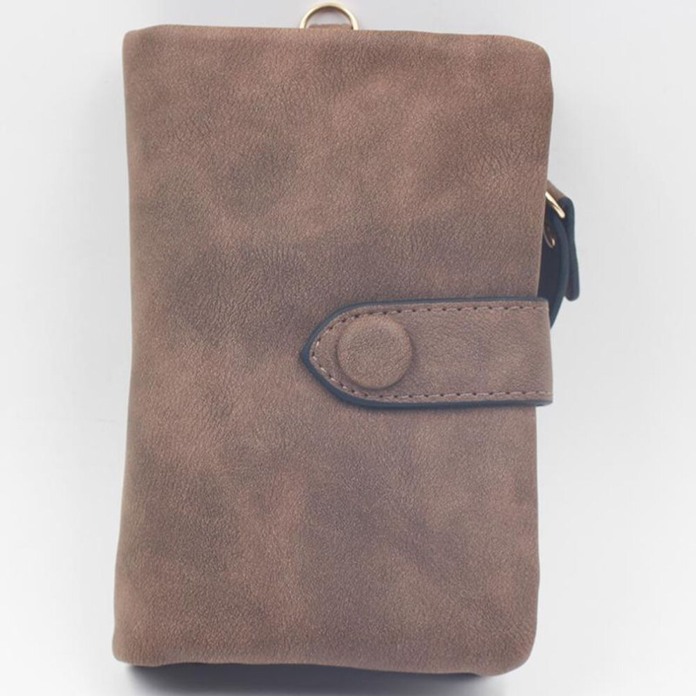 (coffee, 13.5x9.5x3cm) Women Korean Style Matte Hand-held Wallet Credit Cards Holder Wallet Purse