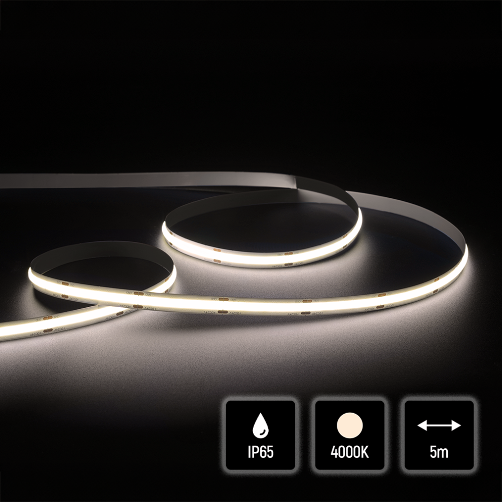 Quik Strip 5W/m COB LED Strip, 24V IP65 4000K, 480LEDS/m, 480Lm/m, 8mm PCB, 5m