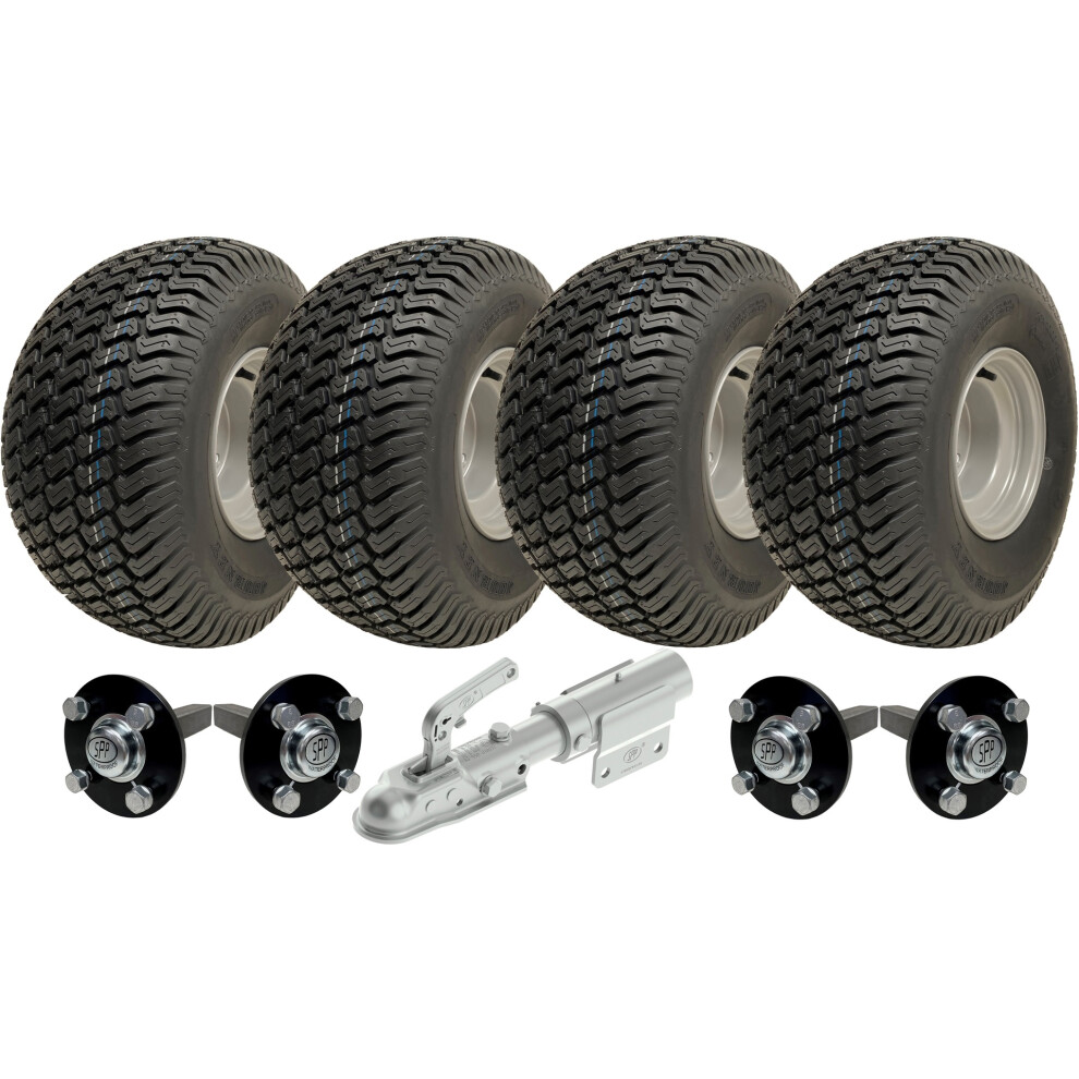 Parnells Set Of 2 - 20X10.00-8 4Ply P332 Grass On 4/100 & Hub & Stub Axle 4/100 M12stud