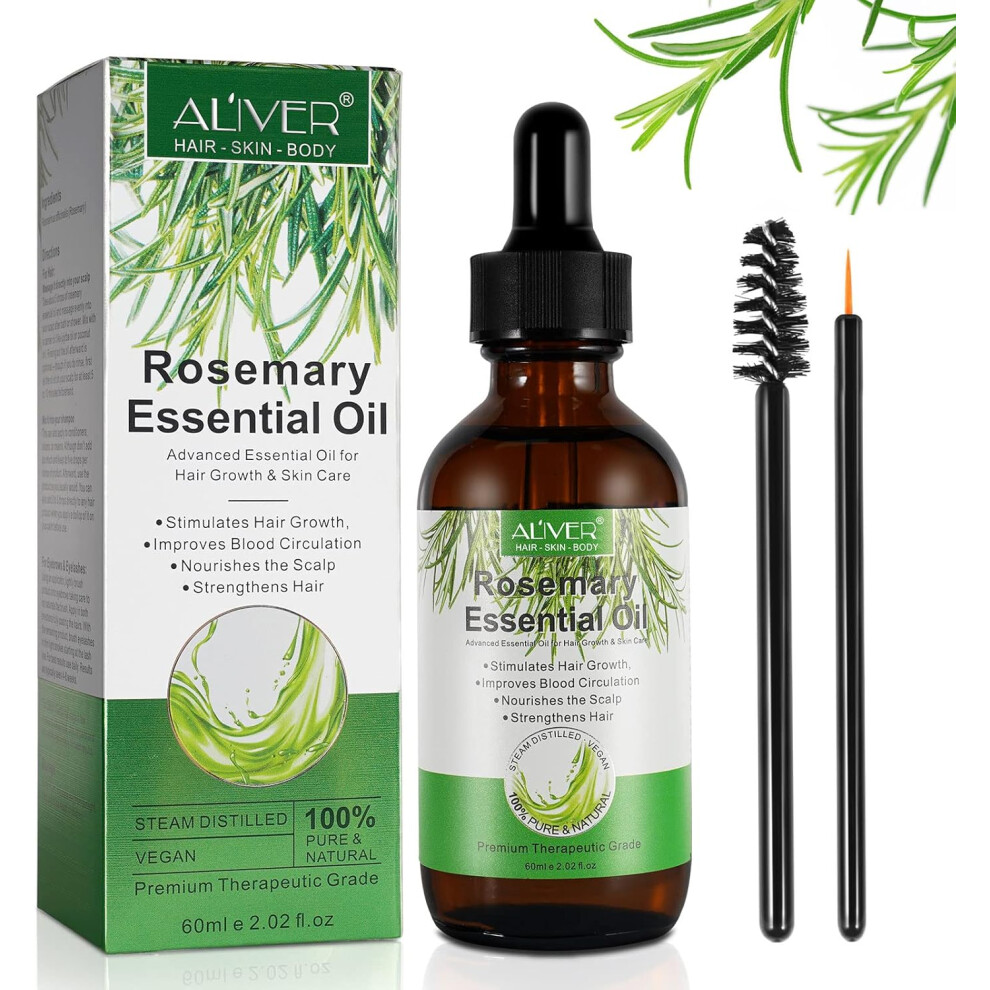 Aliver Rosemary Oil - 100% Pure Essential Oil For Hair & Skin (60Ml)