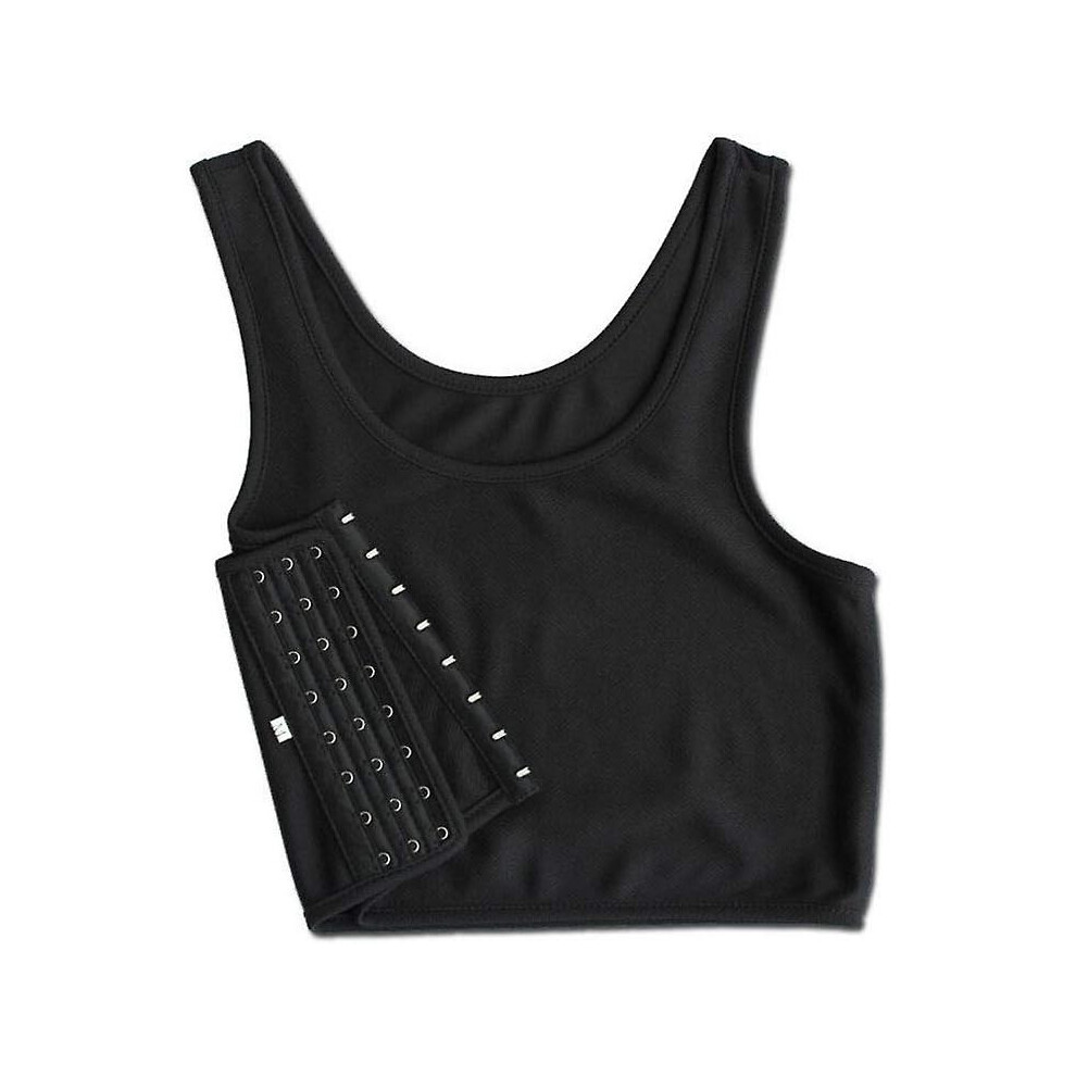 (black, M) Chest Binder Underwear Tank Tops Bandage Trans Breathable Side Hook Bustier Bra