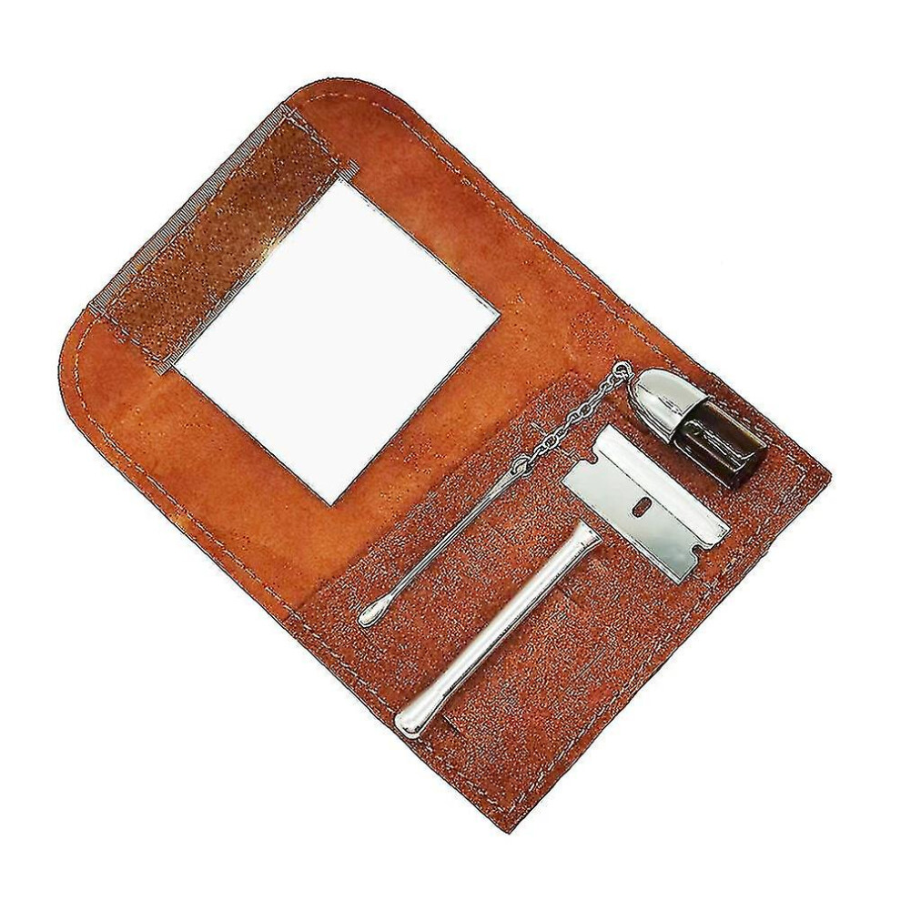 Brown (Brown) Leather Sniffer Snuff Bullet Snorter Tool Bag Case Tobacco Pouch Bag Sniffer Straw Hooter Hoover Pouch Pocket Bag Pipe Case Bag