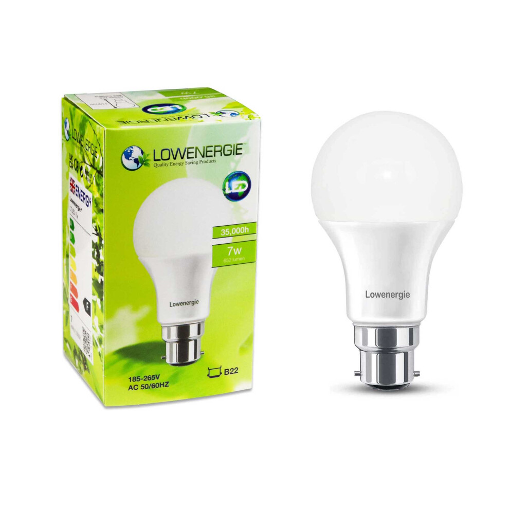 Photos - Light Bulb Lowenergie LED B22 Bayonet, 7W, 60w Equivalent, Day White 6000K SAD, Traditional A60 GLS A+ Bright Ener(1 Pack )