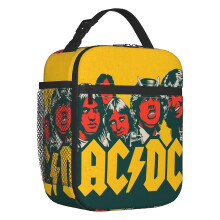 (5) Vintage Rock Ac Dc Heavy Metal Resuable Lunch Box Women Music Band Cooler Thermal Food Insulated Lunch Bag Office Work