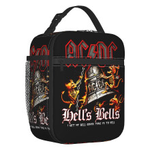 (4) Vintage Rock Ac Dc Heavy Metal Resuable Lunch Box Women Music Band Cooler Thermal Food Insulated Lunch Bag Office Work