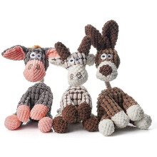 (Beige) 3pcs Indestructible Robust Donkey, Squeaky Dog Toys For Aggressive Chewers, Stuffed Dog Toy Plush Dog Toy