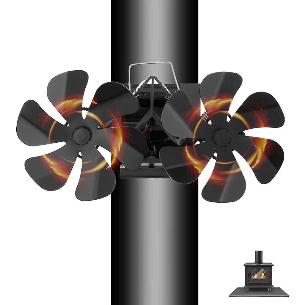 Perfect Wall Mounted 6 Dual Head 12 Blade Fireplace Fan,thermodynamic Fireplace Fan Energy Saving Oven Fan Double End Chimney Fan Very Good
