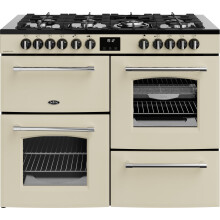 Belling Farmhouse 110DF 110cm Dual Fuel Range Cooker Cream/Antique Brass, A Rated