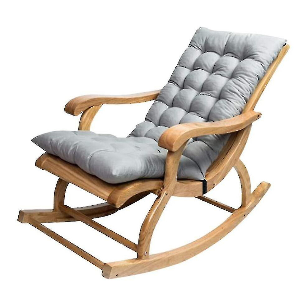 Long Folding Recliner Rocking Chair Cotton Cushion Plush Cushion Bamboo Chair Cushion Wooden Folding Chair High-quality Cushion Gray 1.2 Meters