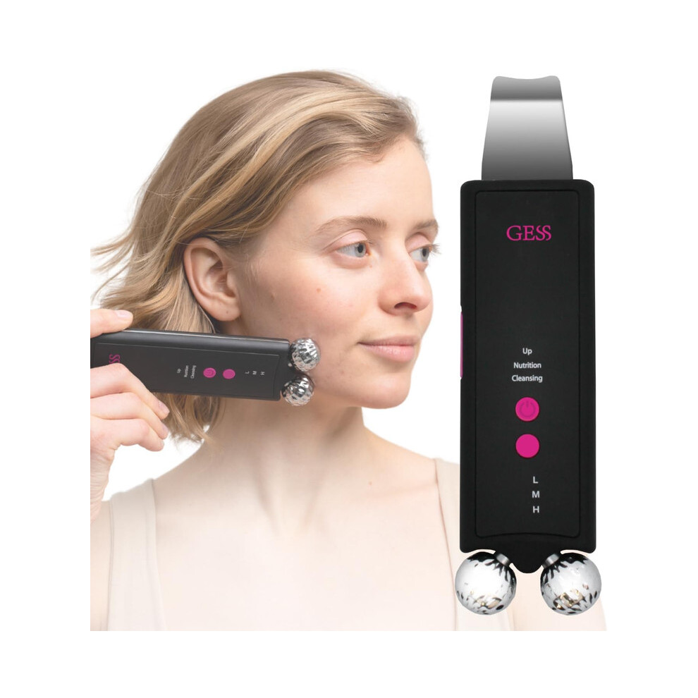 Gess Ems Massaggio & Peeling Ultrasuoni – Pulizia Pori & Doppio Mento, 3 Modalità Per Pelle Tonica, Micro-Massaggio Ultrasuoni, Miostimolazione & Cura-image