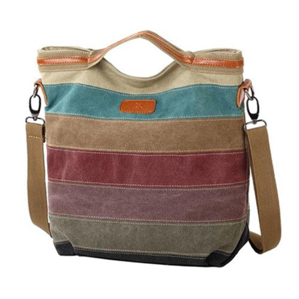 (multicolor, 33*28*13cm) Yogodlns Striped Printed Women Canvas Bags Shoulder Handbags Large Capacity Tote
