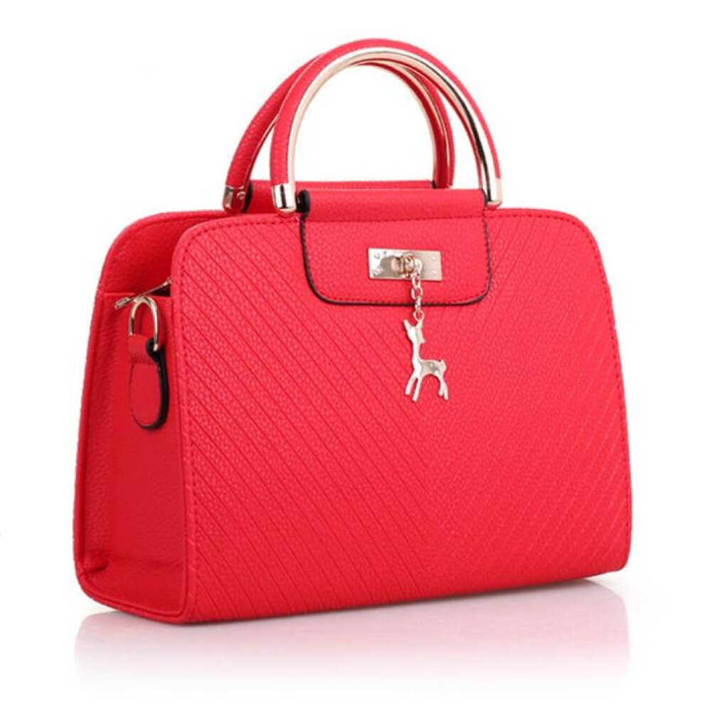 (red, 20cm*11cm*26cm) Yogodlns Women Deer Pendant Decor Handbag Stylish Shoulder Bags