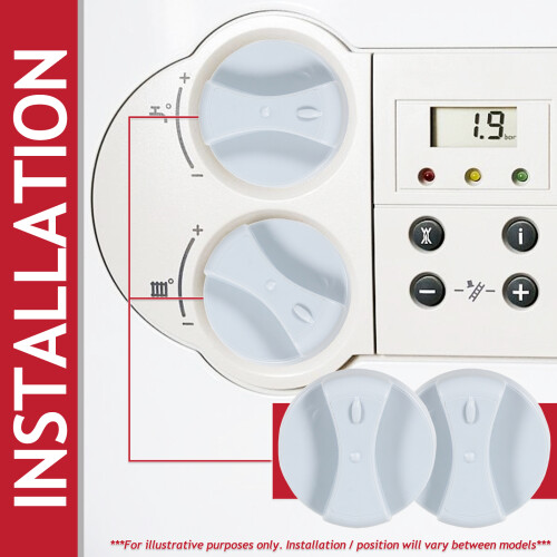 SPARES2GO Control Knobs for Vaillant VUW Boiler Temperature On Off Switch Dial (Pack of 2, Grey, 45mm) 2