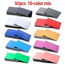 (Mixed colors1, 86mm x 54mm x 0.45mm) 50pcs Metal Business Cards Aluminum Alloy Blanks Card For Customer Laser Engraving Diy Gift Cards 10 Colors Optional