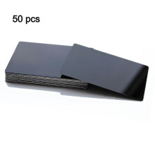 (Bright black, 86mm x 54mm x 0.45mm) 50pcs Metal Business Cards Aluminum Alloy Blanks Card For Customer Laser Engraving Diy Gift Cards 10 Colors Optional