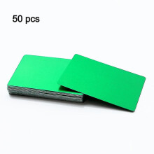 (Green, 86mm x 54mm x 0.45mm) 50pcs Metal Business Cards Aluminum Alloy Blanks Card For Customer Laser Engraving Diy Gift Cards 10 Colors Optional