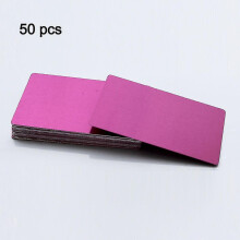 (Purple, 86mm x 54mm x 0.2mm) 50pcs Metal Business Cards Aluminum Alloy Blanks Card For Customer Laser Engraving Diy Gift Cards 10 Colors Optional