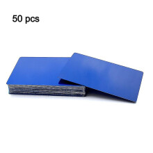 (Dark blue, 86mm x 54mm x 0.2mm) 50pcs Metal Business Cards Aluminum Alloy Blanks Card For Customer Laser Engraving Diy Gift Cards 10 Colors Optional