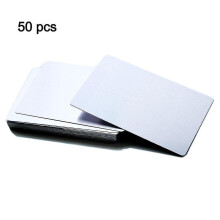 (Silver, 86mm x 54mm x 0.45mm) 50pcs Metal Business Cards Aluminum Alloy Blanks Card For Customer Laser Engraving Diy Gift Cards 10 Colors Optional
