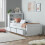 Bedmaster (White) Enzo Wooden 3 Drawer Bookcase Bed Single White Grey 1