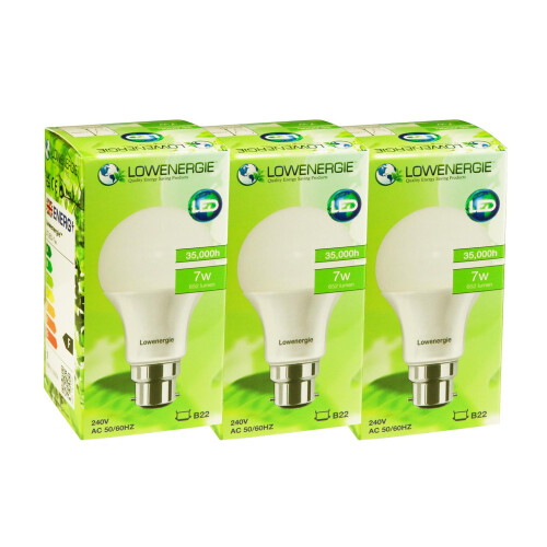 Lowenergie (3 Pack) Lowenergie A60 LED Bulb 7w B22 3000K