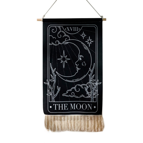 Printed Tassel Tapestry Decorative Hanging Background Wall Cloth, B