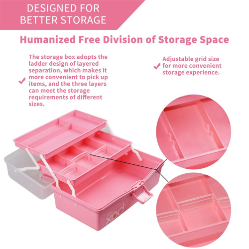 12in Three-Layer Multipurpose Storage Box, Folding Tool Box 2