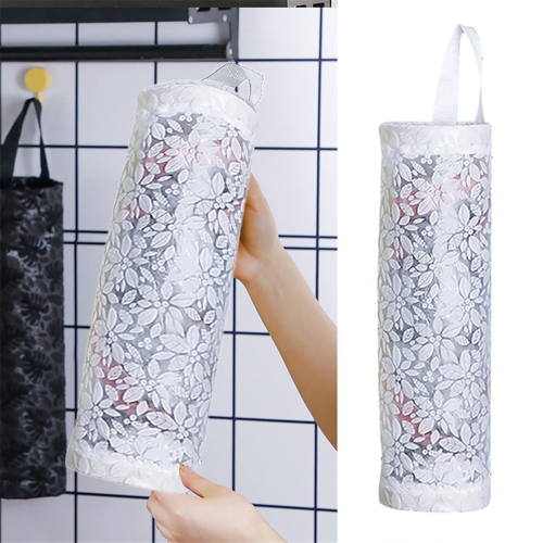 Plastic Bag Storage Rack, Kitchen Grocery Garbage Bag White 2