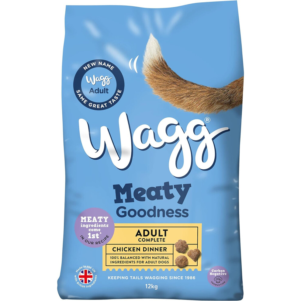 (Wagg Meaty Goodness Complete Dry Adult Dog Food Chicken Dinner 12kg - Meaty Ingredients Come 1st) Wagg Meaty Goodness Complete Dry Adult Dog Food Bee