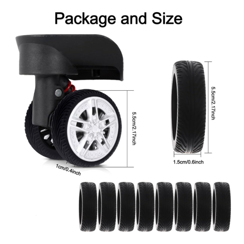 8Pcs Capas de Roda de Bagagem, Protetores de Roda de Mala de Silicone 2