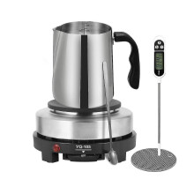 Beginner Candle Making Kit with 900ml Melter & 500W Hot Plate, Stainless Steel Pot, Thermometer, Anti-Scald Mat & Gift Box