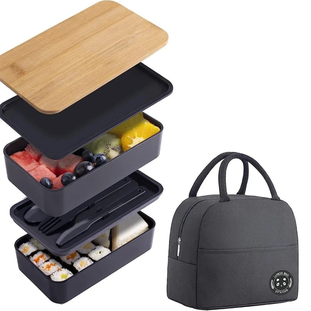 Markenlos Stackable Lunch Box With Thermal Insulation Bag Microwave Lunch Box Large