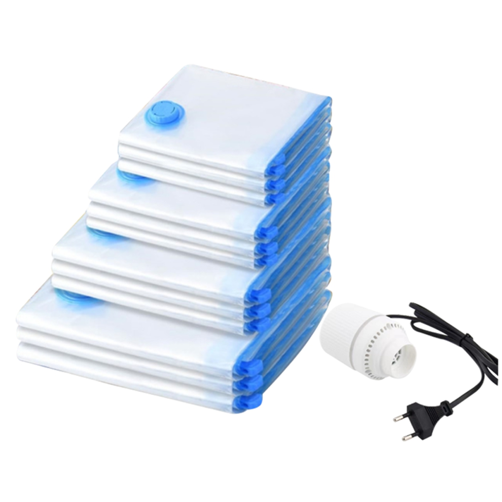 Lot de 12 sacs de rangement sous vide de voyage pour vêtements avec prise UE