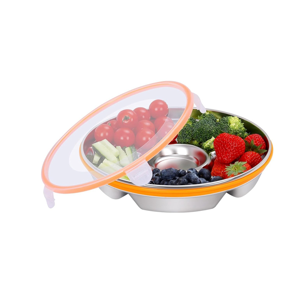 Sem Veggie Tray With Lid And Dip,Divided Serving Tray With Lid Snack Tray