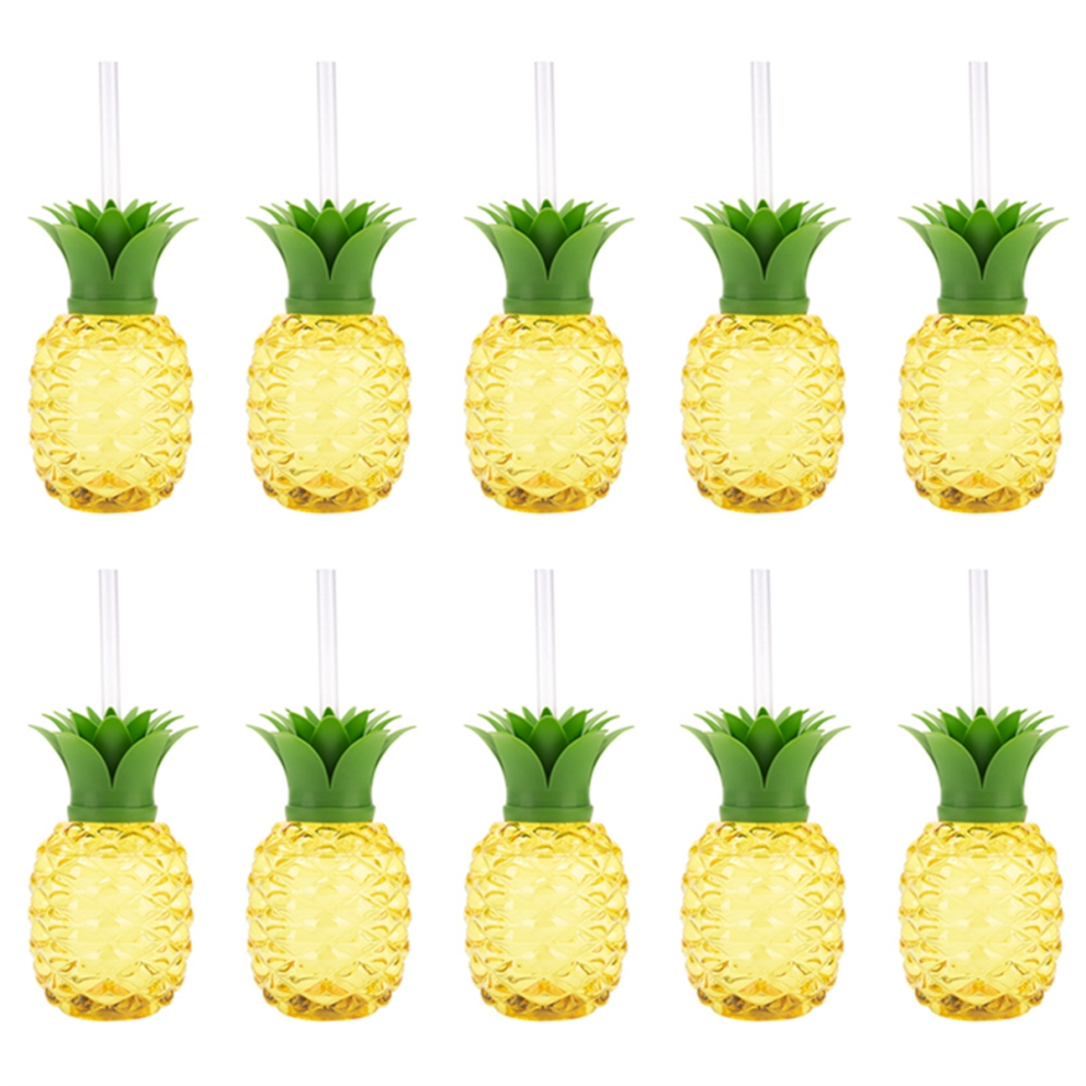 Plastic Pineapple cup, Cup With straw, Luau Birthday Decoration